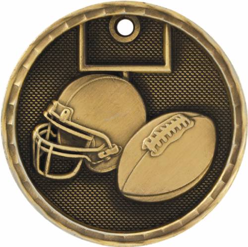 2" Football 3-D Award Medal #2