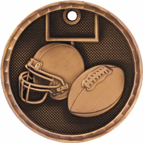 2" Football 3-D Award Medal #4