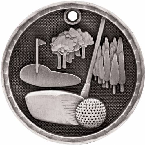 2" Golf 3-D Award Medal #3