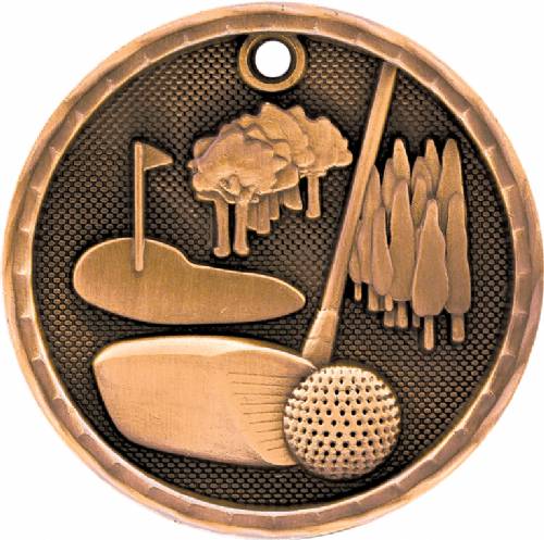 2" Golf 3-D Award Medal #4