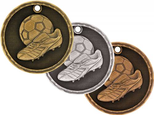 2" Soccer 3-D Award Medal