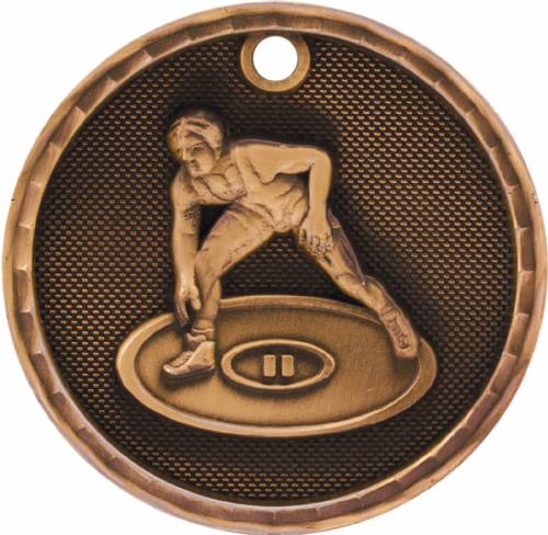 2" Wrestling 3-D Award Medal #4