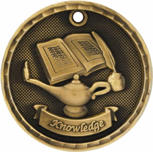 2" Lamp of Knowledge 3-D Award Medal #2