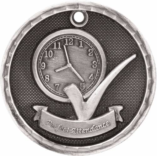 2" Perfect Attendance 3-D Award Medal #3