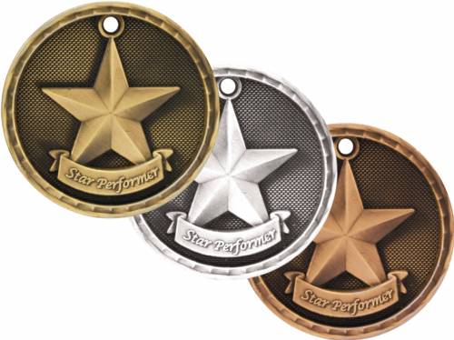 2" Star Performer 3-D Award Medal