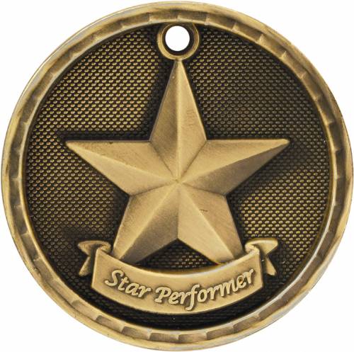2" Star Performer 3-D Award Medal #2
