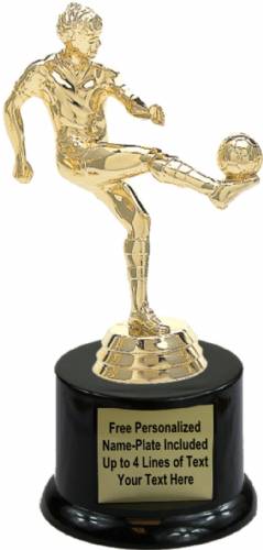 6 1/2" Soccer Kicker Male Trophy Kit with Pedestal Base