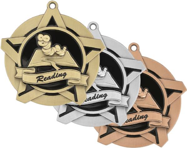 2 1/4" Super Star Series Reading Medal