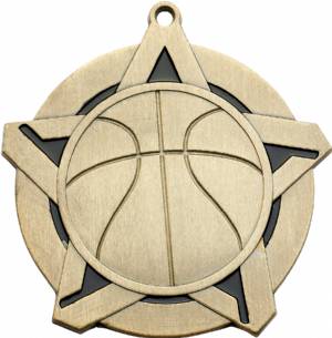 2 1/4" Super Star Series Basketball Award Medal #2