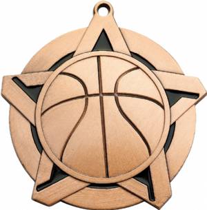 2 1/4" Super Star Series Basketball Award Medal #4