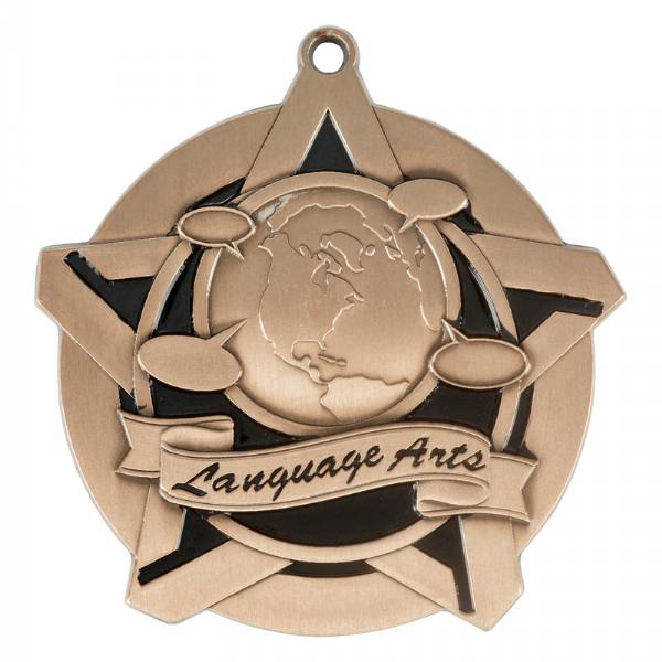 2 1/4" Super Star Series Language Arts Medal #4