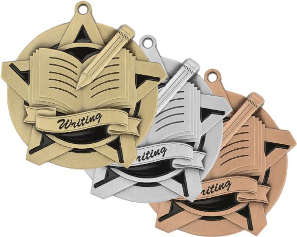 2 1/4" Super Star Series Writing Medal