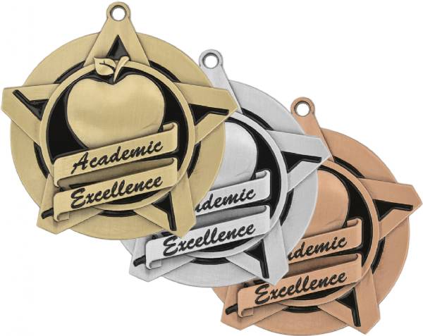 2 1/4" Super Star Series Academic Excellence Medal