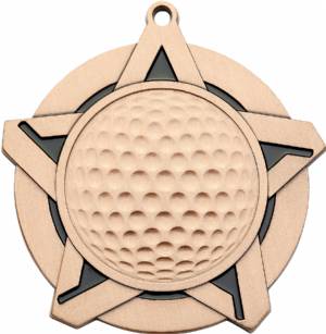 2 1/4" Super Star Series Golf Award Medal #4