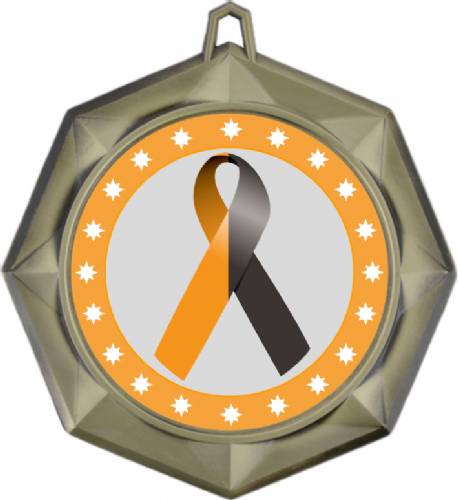 Black Orange Ribbon Awareness 3" Award Medal #2