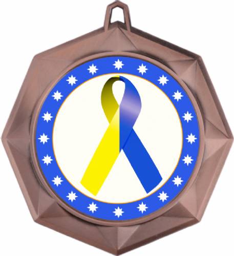 Blue Yellow Ribbon Awareness 3" Award Medal #4