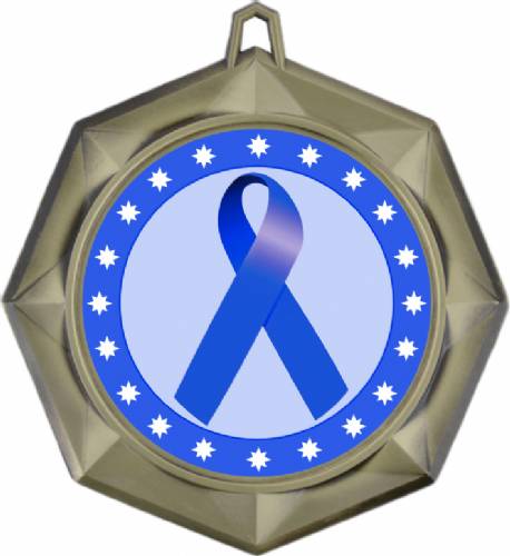 Dark Blue Ribbon Awareness 3" Award Medal #2
