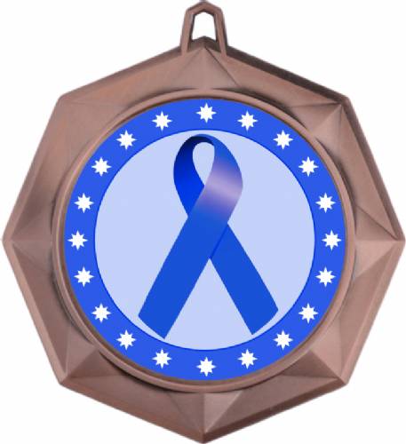 Dark Blue Ribbon Awareness 3" Award Medal #4