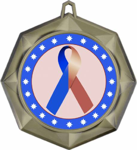 Dark Blue Brown Ribbon Awareness 3" Award Medal #2