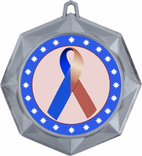Dark Blue Brown Ribbon Awareness 3" Award Medal #3