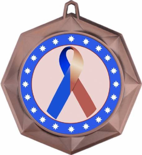 Dark Blue Brown Ribbon Awareness 3" Award Medal #4