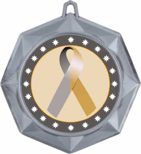 Gold Silver Ribbon Awareness 3" Award Medal #3