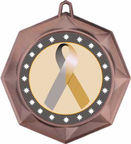 Gold Silver Ribbon Awareness 3" Award Medal #4