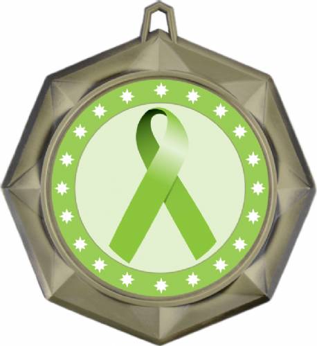 Lime Green Ribbon Awareness 3" Award Medal #2