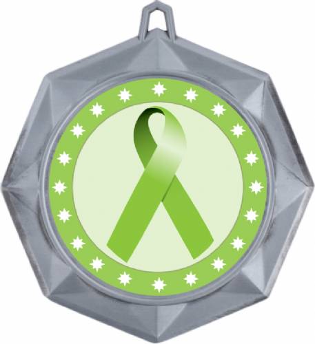 Lime Green Ribbon Awareness 3" Award Medal #3