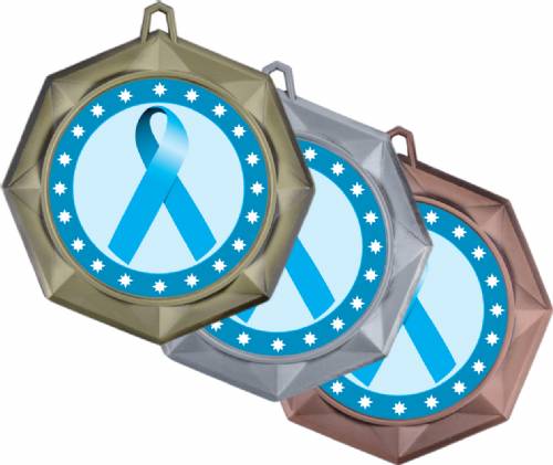 Light Blue Ribbon Awareness 3" Award Medal