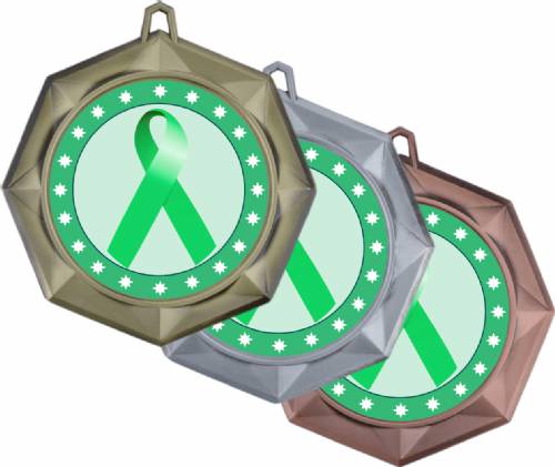 Light Green Ribbon Awareness 3" Award Medal