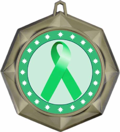 Light Green Ribbon Awareness 3" Award Medal #2