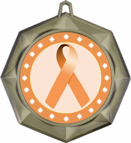 Peach Ribbon Awareness 3" Award Medal #2