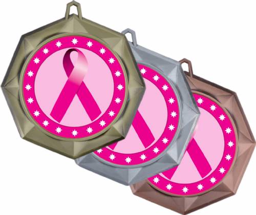 Pink Ribbon Awareness 3" Award Medal