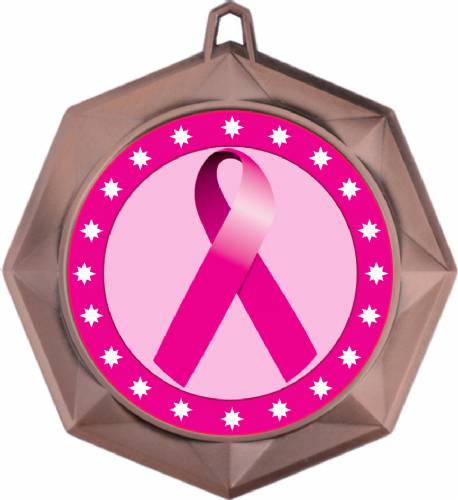 Pink Ribbon Awareness 3" Award Medal #4