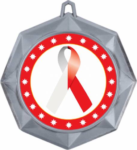 Red White Ribbon Awareness 3" Award Medal #3
