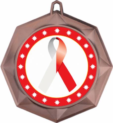 Red White Ribbon Awareness 3" Award Medal #4