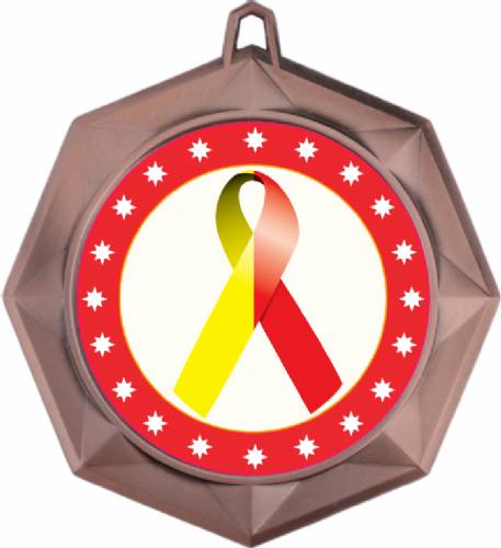 Red Yellow Ribbon Awareness 3" Award Medal #4