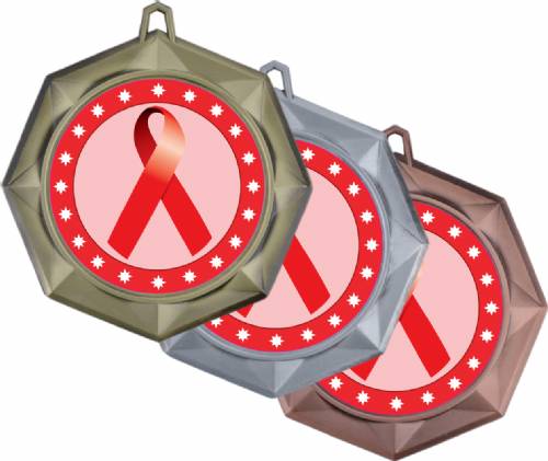 Red Ribbon Awareness 3" Award Medal
