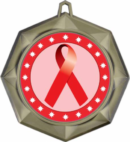 Red Ribbon Awareness 3" Award Medal #2
