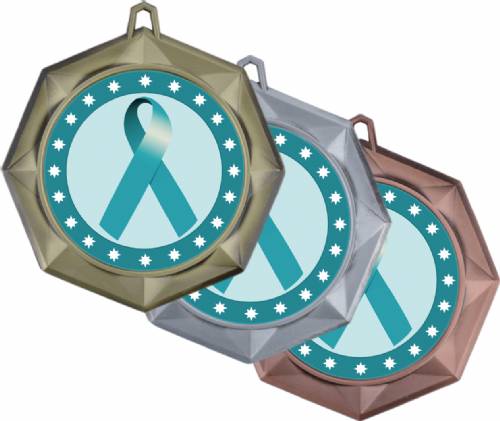 Teal Ribbon Awareness 3" Award Medal