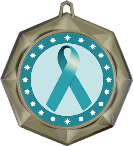 Teal Ribbon Awareness 3" Award Medal #2