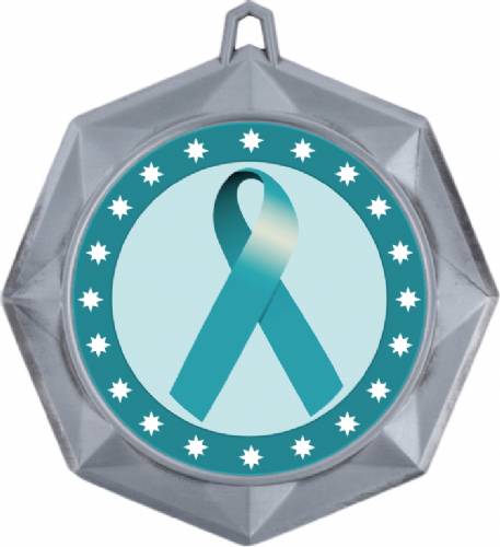 Teal Ribbon Awareness 3" Award Medal #3