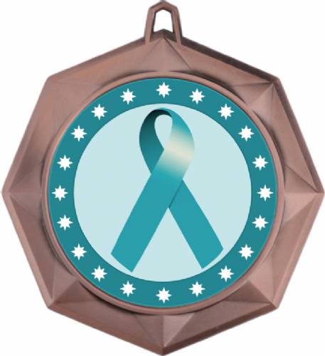 Teal Ribbon Awareness 3" Award Medal #4