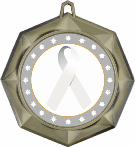White Ribbon Awareness 3" Award Medal #2