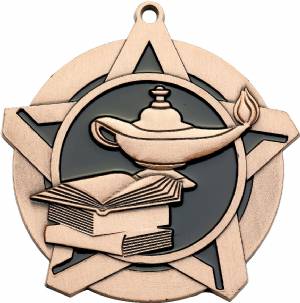 2 1/4" Super Star Series Lamp of Knowledge Award Medal #4