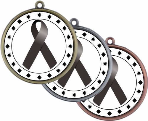 Black Ribbon Awareness 2 1/4" Award Medal