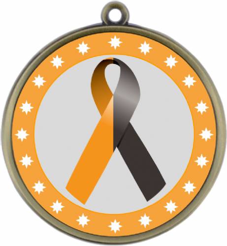 Black Orange Ribbon Awareness 2 1/4" Award Medal #2