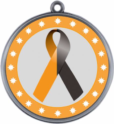 Black Orange Ribbon Awareness 2 1/4" Award Medal #3
