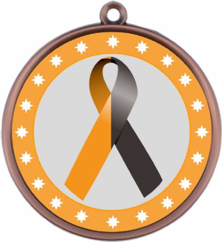 Black Orange Ribbon Awareness 2 1/4" Award Medal #4